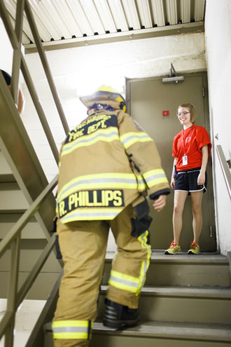 Liberty students serve at the 9/11 Memorial Stair Climb in Lynchburg.