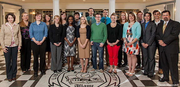 Awardees and presenters of Liberty University's first annual GSA Awards Banquet.