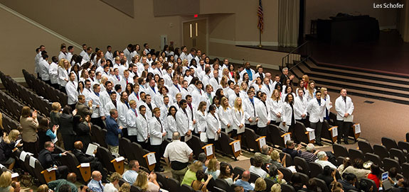 Liberty medical students are recognized at the white coat ceremony.