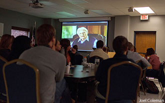 Liberty RAs watch a sneak peek of Billy Graham's "The Cross."