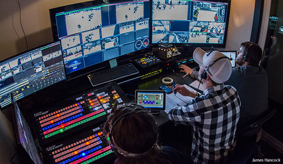 Liberty students produce a hockey webcast.