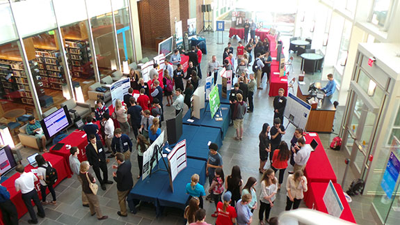 Liberty University hosts its Undergraduate Research Symposium in the Jerry Falwell Library on April 11, 2015.