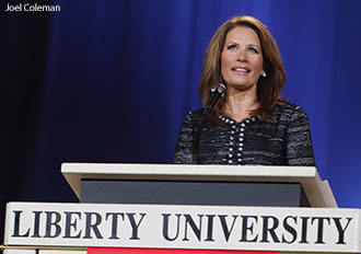 Michele Bachmann speaks at Liberty University on Sept. 28, 2011.