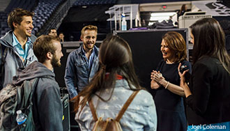 U.S. Rep. Michele Bachmann interacts with Liberty University students.