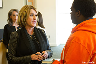 Walsh meets with Liberty students in the Jerry Falwell Library.