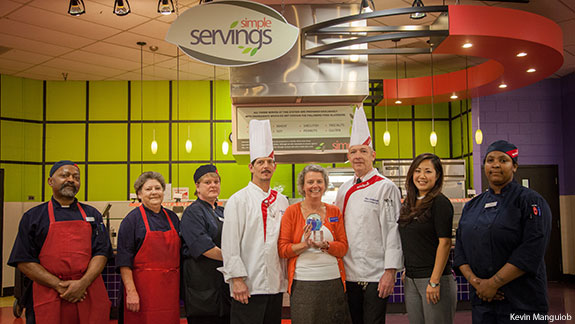 Sodexo staff at the Simple Servings station at Liberty University's Reber-Thomas Dining Hall which was named Best Wellness Concept by Food Management. 