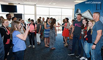 The Benham Brothers pose for pictures with Liberty University students.