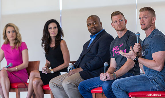 A panel of Liberty University alumni discuss success with the senior class.