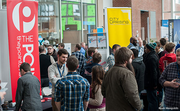 Ministry representatives meet with Liberty University students during a Church Planting Expo.