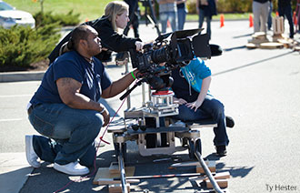 Liberty University film students at a promotional event.