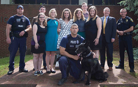 Liberty University Criminal Justice Club members with some officers from the Lynchburg Police Department K-9 Unit.