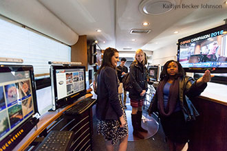 Liberty University students tour the C-SPAN bus.