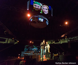  Cast members chat live during a watch party for the 100th episode of 'Duck Dynasty' on Liberty University's campus.