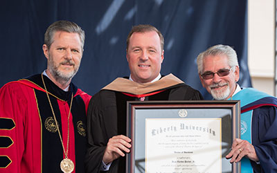 Dean Parker receives and honorary doctorate from Liberty University.