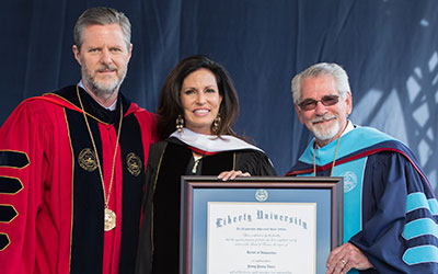 Penny Nance receives and honorary doctorate from Liberty University.