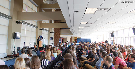 Liberty University seniors gather in Williams Stadium for a special Convocation.