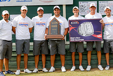 Liberty University golf team celebrates its fourth Big South Championship in six years.