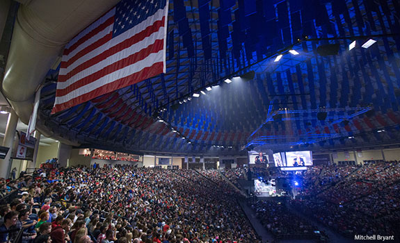 Liberty University's Vines Center is packed on Nov. 6, 2015 for CFAW and Military Emphasis Week.