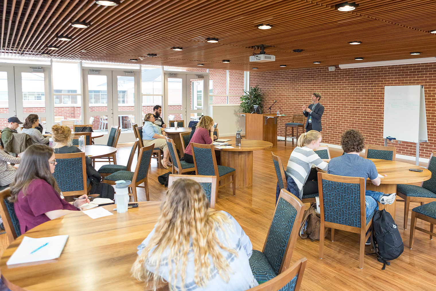 Mark Russell speaks to students at one of the break-out sessions.