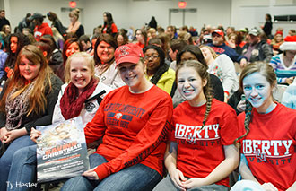 Liberty students take their seats for an early premiere of Kirk Cameron's Saving Christmas.