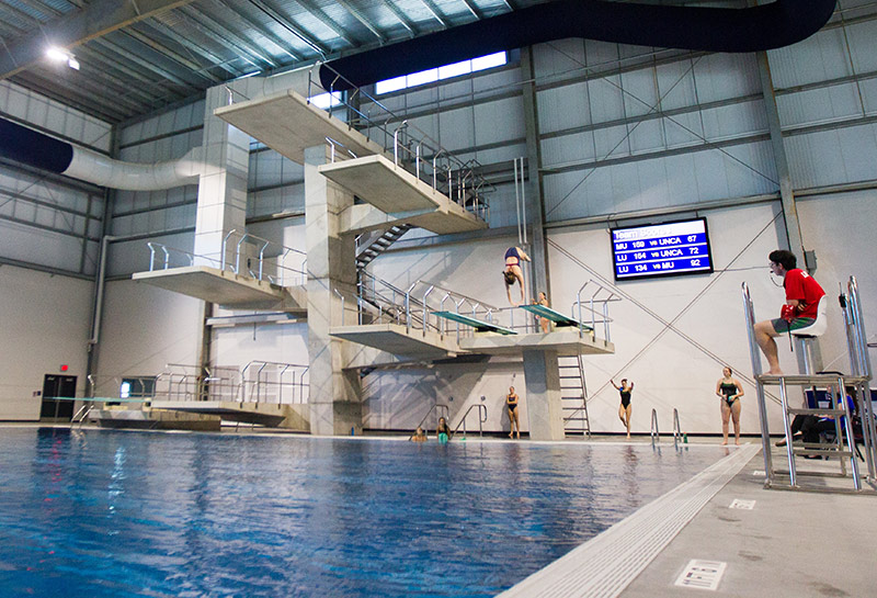 A three-column diving tower features springboards and a 17-foot diving well. (Photo by Leah Seavers)