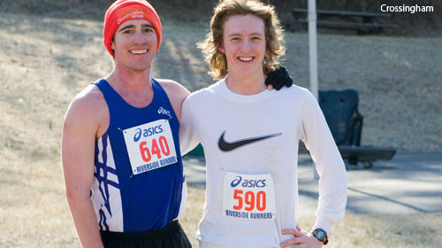 Jordan Whitlock, left, finished first place and Andrew Rigler took second in the first race of the Liberty Mountain Trail Race Series Saturday.