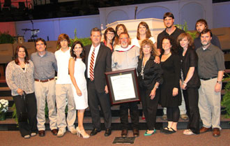 Jerry Falwell Jr and Becki Falwell and family with A.C. "Buzzy" Coleman and family