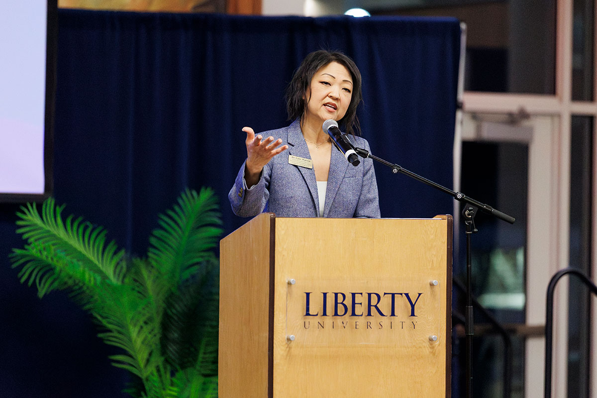 Dr. Ester Warren, senior executive director for Liberty's Office of Disability Accommodation Support, speaks at the Disability Advocacy Expo in February. (Photo by Grace Greer)