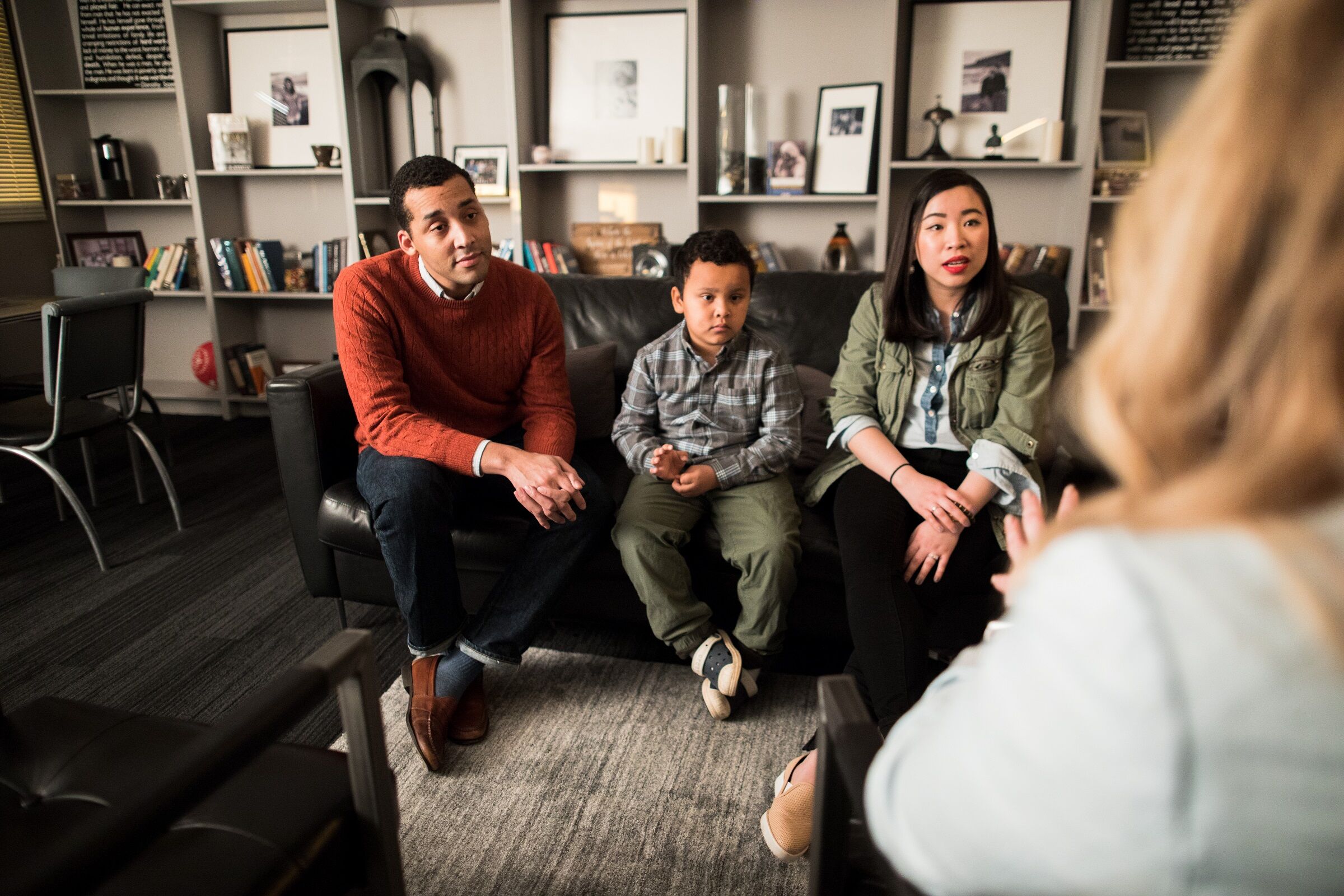 Clients looking to counselor