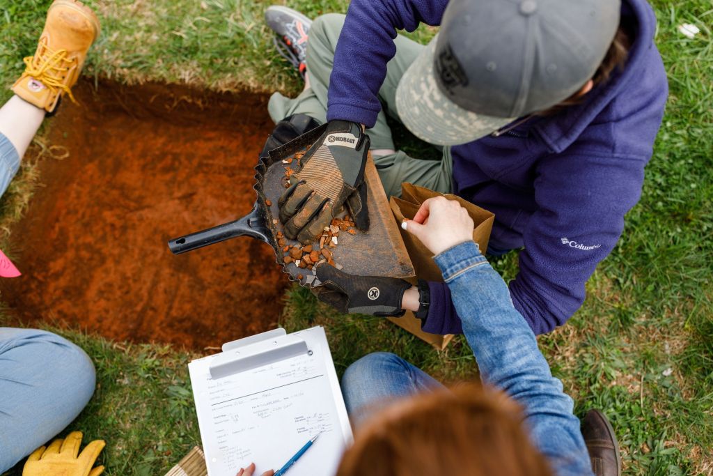 Undergraduate history program students conducting field research