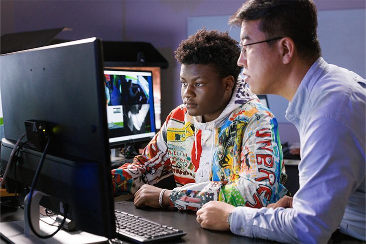 Students working on a computer