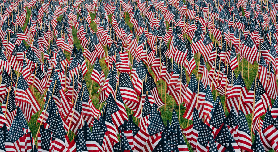 American Flags In Ground