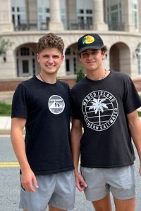 Photo of Quinn Davidson and friend on Liberty Campus.