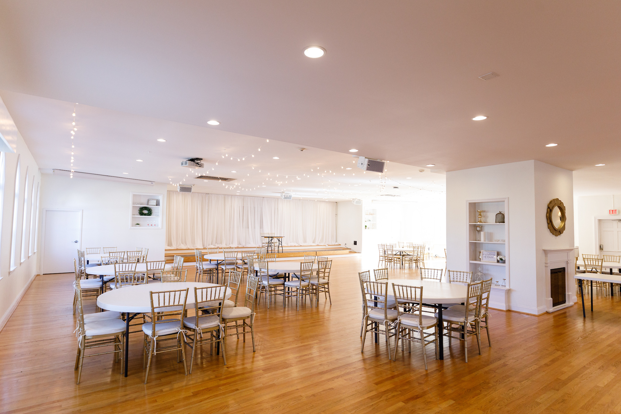 Bottling Co reception hall with chairs and tables