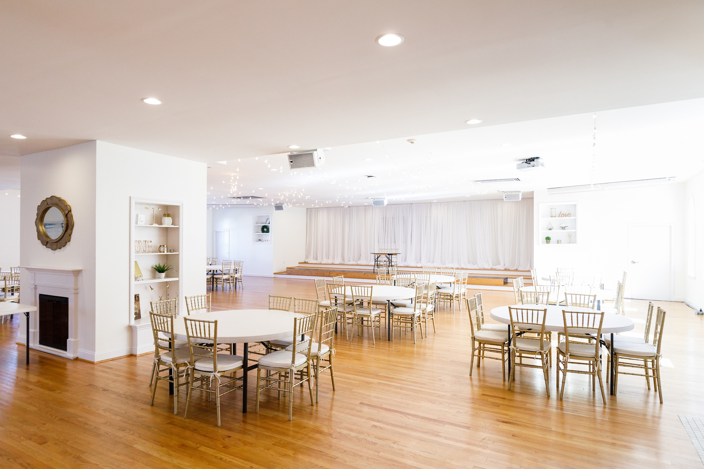 Bottling Co reception hall with chairs and tables